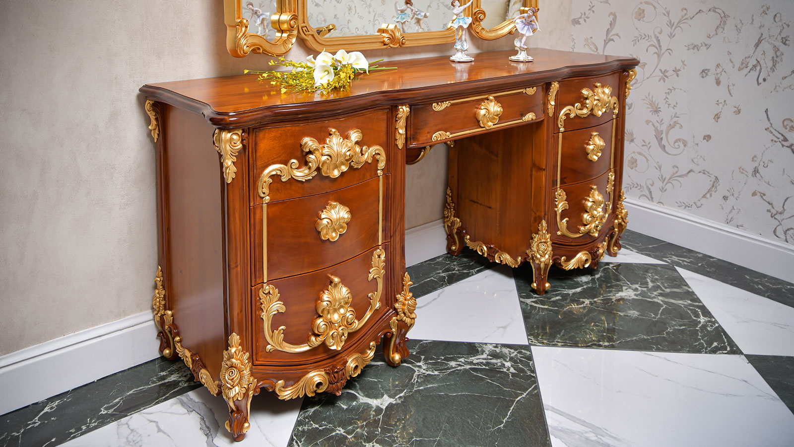 firenze-dressing-Table-01 Classic design wooden dressing table